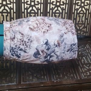 Pink and grey floral pencil skirt